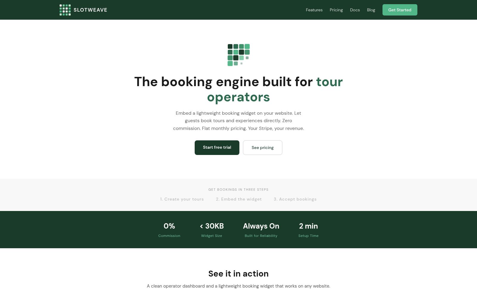 Screenshot of the SlotWeave homepage